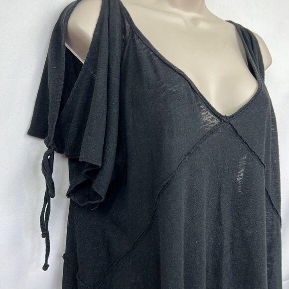 Free People Black short sleeve deep bee tunic top size small EUC - Picture 3 of 11